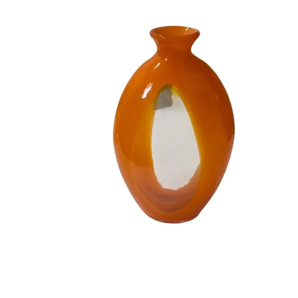 Vintage Orange Art Glass Bud‎ Vase Mid Century Modern Blenko Style Hand Blown